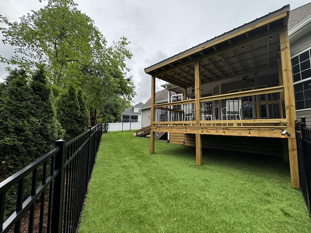 3874 Sweet Bay Ln, Apison, TN 37302 - view of yard featuring ceiling fan, fence, and a deck