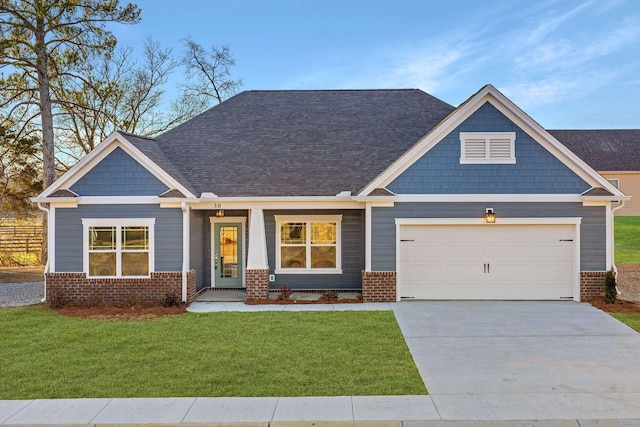 370 Winchester Dr Unit 70, Rossville, GA 30741 - craftsman-style home with concrete driveway, brick siding, an attached garage, a shingled roof, and a front yard