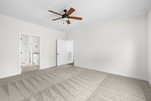 370 Winchester Dr Unit 70, Rossville, GA 30741 - unfurnished bedroom featuring ornamental molding, light carpet, ensuite bathroom, and ceiling fan