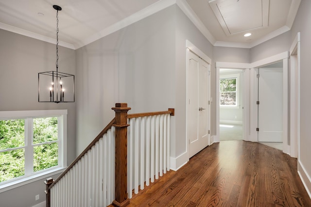 122 Parapet Trl, Chattanooga, TN 37405 - hallway featuring an upstairs landing, attic access, wood finished floors, and plenty of natural light