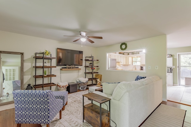 2031 Millard Rd, Soddy Daisy, TN 37379 - living room featuring wood finished floors and ceiling fan