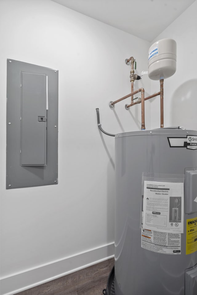 utilities featuring electric panel and water heater