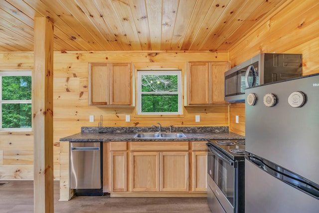 144 Hambright Rd, Reliance, TN 37369 - kitchen with stainless steel appliances, plenty of natural light, light brown cabinets, and a sink