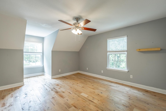 330 Battlefield Cir, Ringgold, GA 30736 - additional living space featuring healthy amount of natural light, light wood-type flooring, a ceiling fan, lofted ceiling, and baseboards