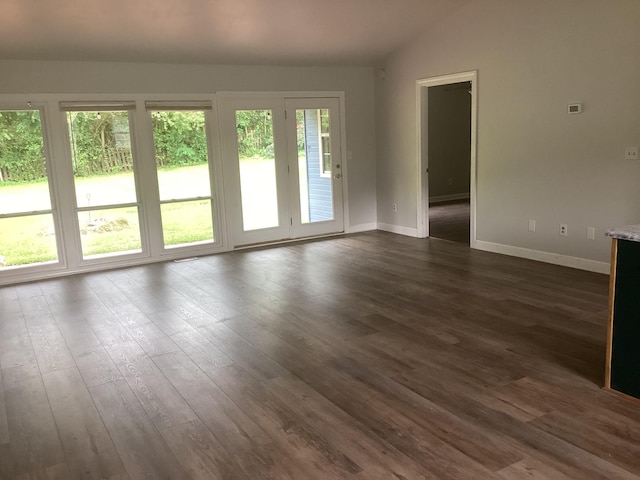 523 Smoketree Cir, Ringgold, GA 30736 - empty room featuring vaulted ceiling, dark wood-type flooring, and baseboards