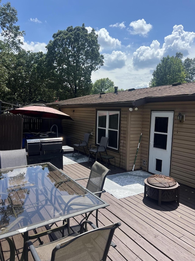 2288 Edgmon Forest Ln, Chattanooga, TN 37421 - wooden deck with an outdoor fire pit, a gazebo, and outdoor dining space