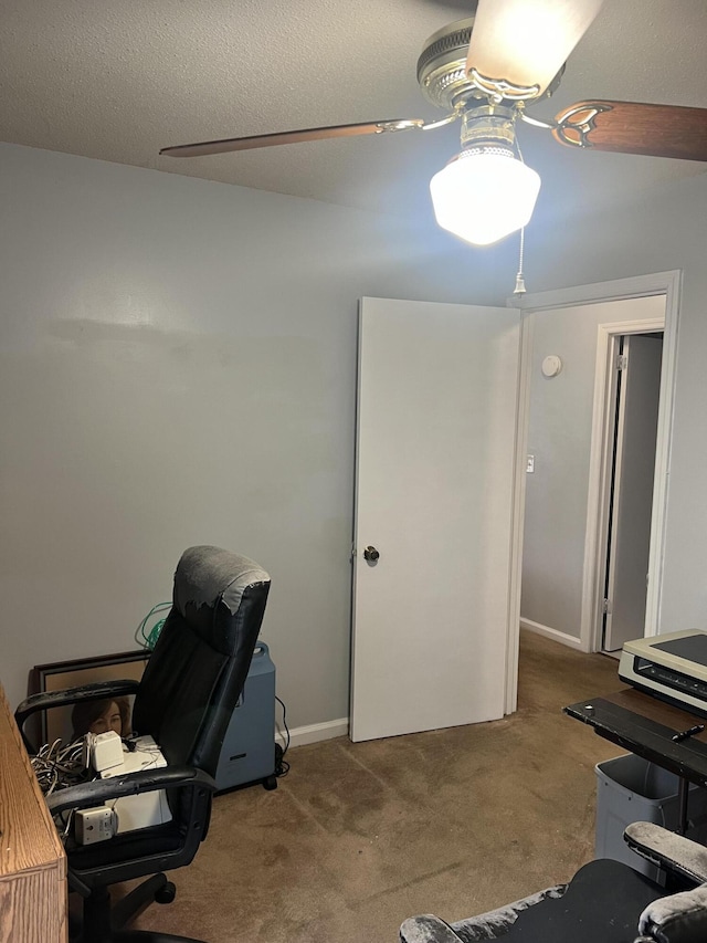 2288 Edgmon Forest Ln, Chattanooga, TN 37421 - office space featuring ceiling fan, carpet floors, and a textured ceiling