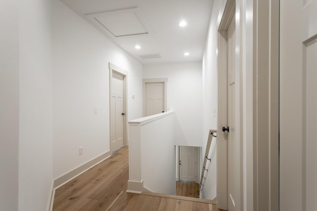 460 Spring Dr, Signal Mountain, TN 37377 - corridor with recessed lighting, light wood finished floors, baseboards, and an upstairs landing