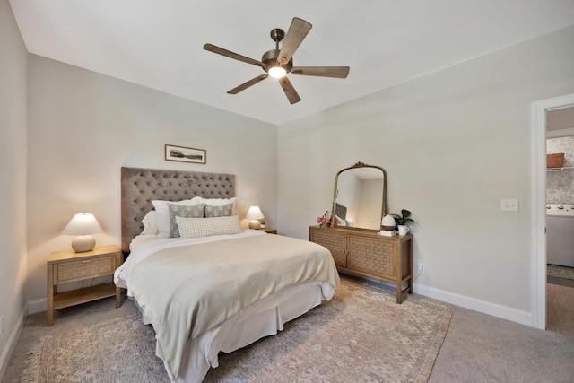5812 Acadia Dr, Chattanooga, TN 37415 - bedroom with carpet floors, washer / dryer, baseboards, and a ceiling fan