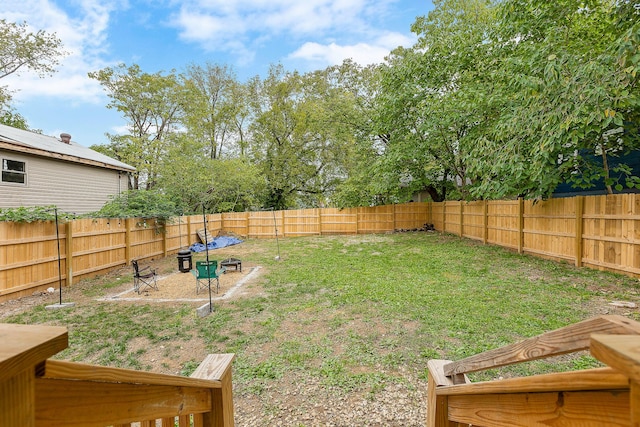 view of yard featuring a fenced backyard
