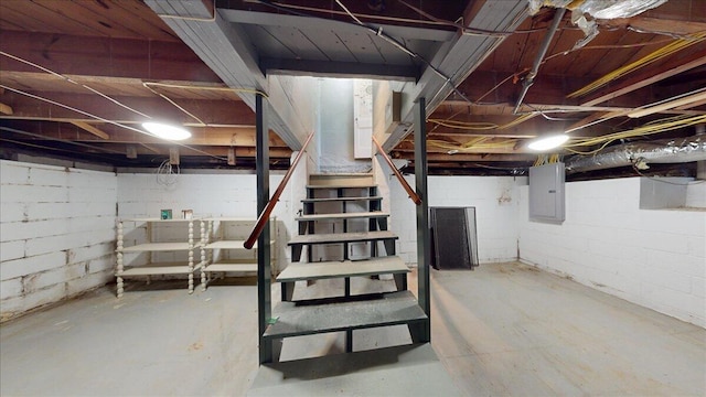 159 Gardner St, Chattanooga, TN 37411 - unfinished below grade area featuring stairs and electric panel