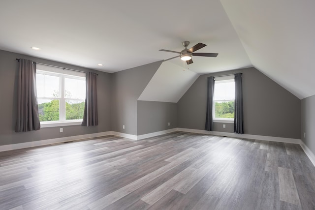 2419 Welch Rd, Soddy Daisy, TN 37379 - bonus room with baseboards, ceiling fan, wood finished floors, and vaulted ceiling
