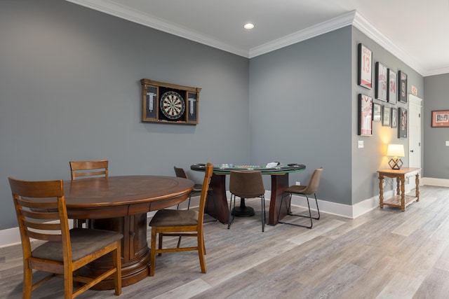 2419 Welch Rd, Soddy Daisy, TN 37379 - dining space featuring crown molding, recessed lighting, baseboards, and wood finished floors