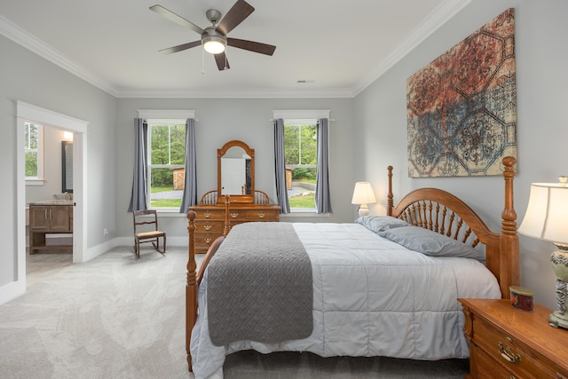2419 Welch Rd, Soddy Daisy, TN 37379 - bedroom featuring crown molding, multiple windows, and light carpet