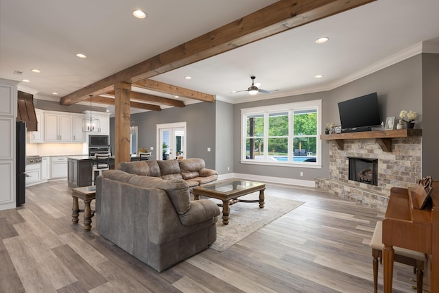 2419 Welch Rd, Soddy Daisy, TN 37379 - living room featuring ornamental molding, recessed lighting, and ceiling fan