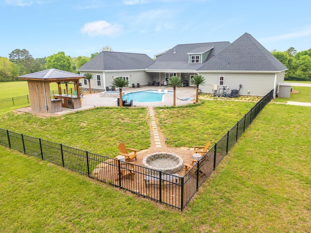 2419 Welch Rd, Soddy Daisy, TN 37379 - exterior space with a gazebo, fence, a yard, and a fenced in pool