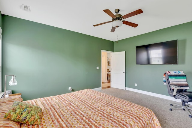 2835 Fernleaf Ln, Chattanooga, TN 37421 - carpeted bedroom with visible vents, baseboards, and ceiling fan