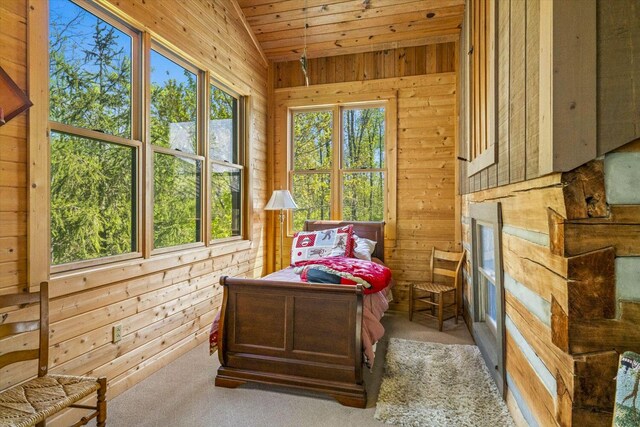 1011 Buffalo Rd, Jefferson City, TN 37760 - bedroom featuring wood walls, carpet flooring, and multiple windows