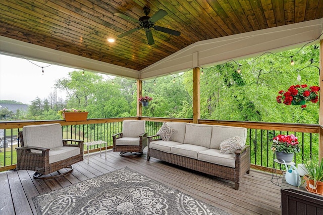 4130 Inlet Loop, Chattanooga, TN 37416 - wooden terrace featuring outdoor lounge area and ceiling fan