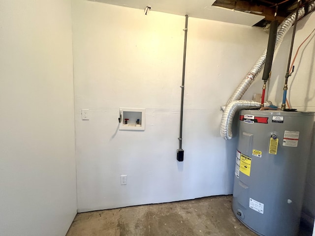 utility room with electric water heater