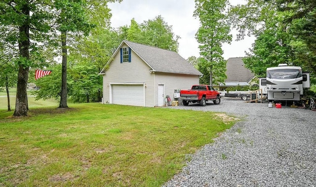 view of detached garage