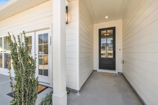 doorway to property featuring french doors