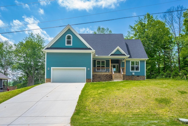 485 Woodland Dr, Jasper, TN 37347 - view of front of property featuring a front lawn, covered porch, and concrete driveway