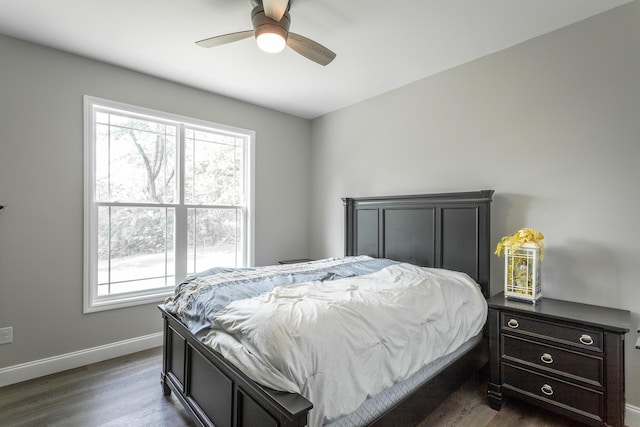 485 Woodland Dr, Jasper, TN 37347 - bedroom with baseboards, multiple windows, a ceiling fan, and dark wood-style floors