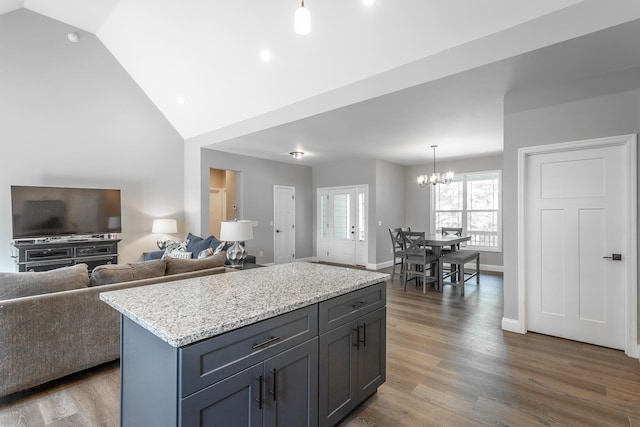 485 Woodland Dr, Jasper, TN 37347 - kitchen with a notable chandelier, pendant lighting, and wood finished floors