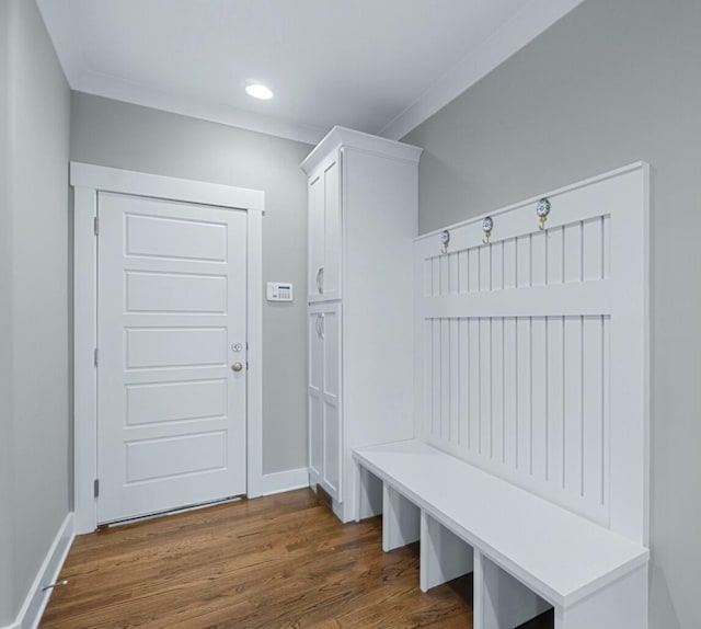 8520 Winter Refuge Way, Ooltewah, TN 37363 - mudroom with recessed lighting, dark wood-style flooring, and baseboards