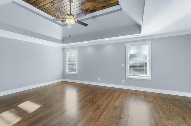 8520 Winter Refuge Way, Ooltewah, TN 37363 - empty room featuring wood ceiling, a raised ceiling, plenty of natural light, and baseboards
