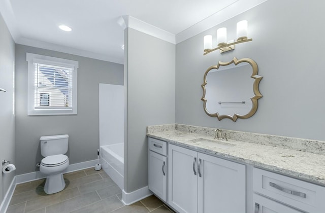 8520 Winter Refuge Way, Ooltewah, TN 37363 - full bath with vanity, a bath, tile patterned floors, toilet, and baseboards
