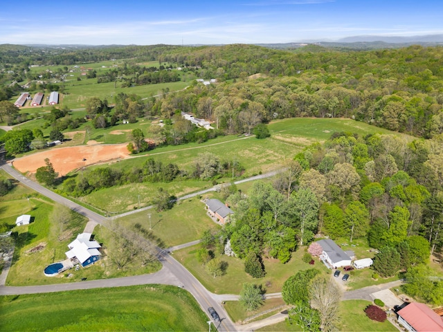 bird's eye view featuring a view of trees