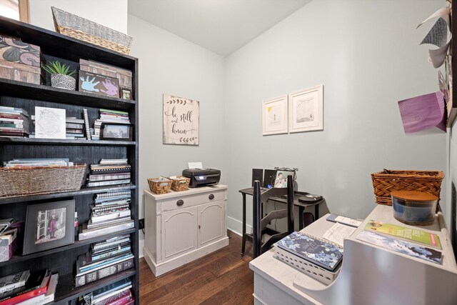 13111 Jones Gap Rd, Soddy Daisy, TN 37379 - office featuring dark wood-style floors and baseboards