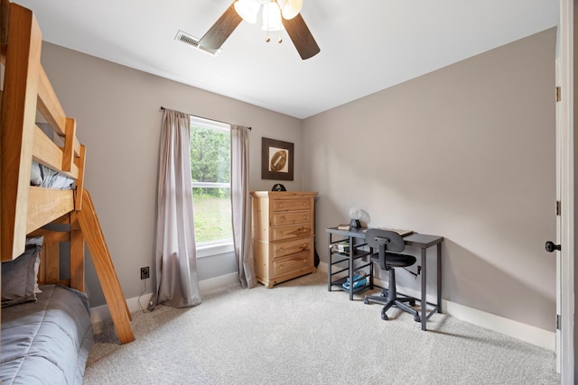 13111 Jones Gap Rd, Soddy Daisy, TN 37379 - carpeted home office with a ceiling fan and baseboards