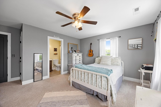 13111 Jones Gap Rd, Soddy Daisy, TN 37379 - carpeted bedroom featuring ensuite bathroom and a ceiling fan