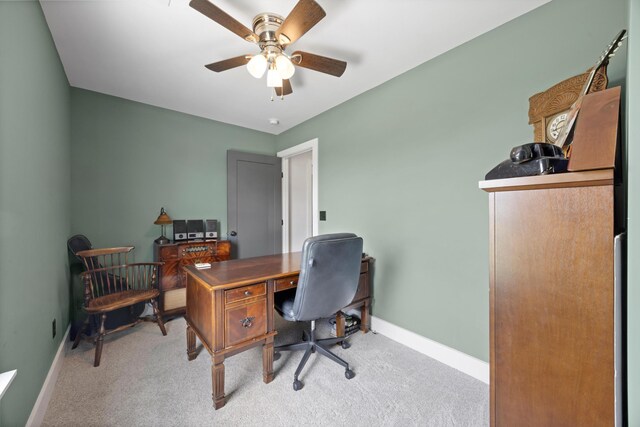 13111 Jones Gap Rd, Soddy Daisy, TN 37379 - office area featuring light colored carpet and a ceiling fan