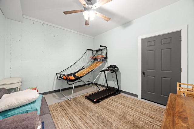 13111 Jones Gap Rd, Soddy Daisy, TN 37379 - workout room with a ceiling fan