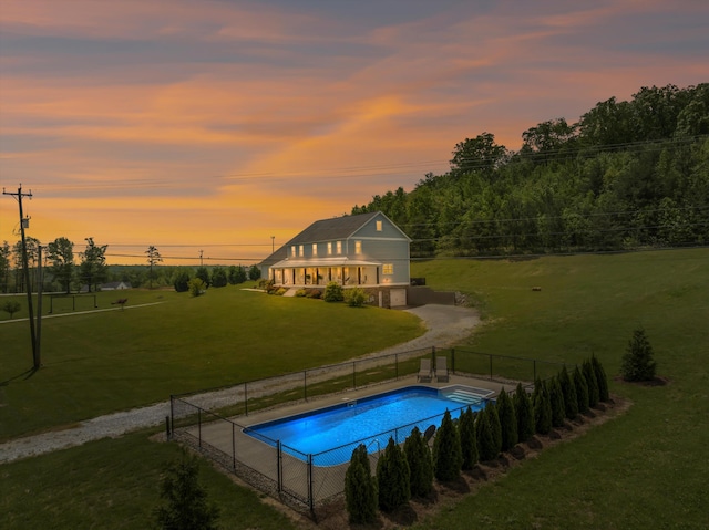 13111 Jones Gap Rd, Soddy Daisy, TN 37379 - view of pool at dusk