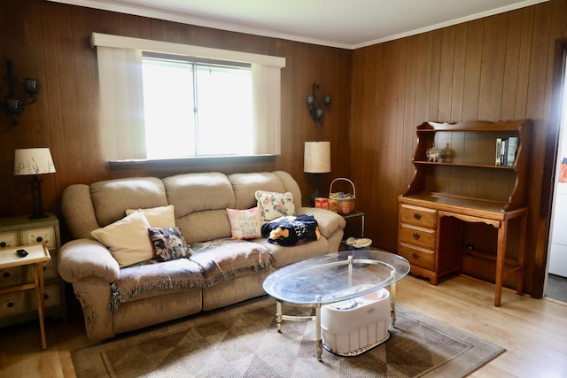 3421 Franklin Dr, Chattanooga, TN 37419 - living area with light wood-style flooring, crown molding, and wooden walls