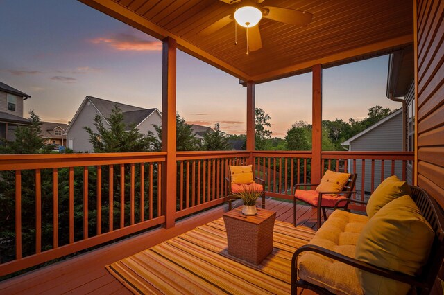 745 Soaring Eagle Cir, Hixson, TN 37343 - deck at dusk with a ceiling fan