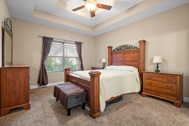 745 Soaring Eagle Cir, Hixson, TN 37343 - bedroom featuring carpet flooring, baseboards, ceiling fan, and a raised ceiling