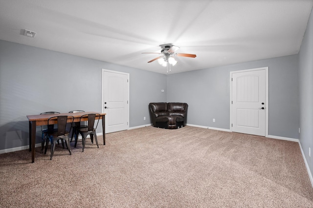 745 Soaring Eagle Cir, Hixson, TN 37343 - living area with baseboards, carpet, a ceiling fan, and visible vents