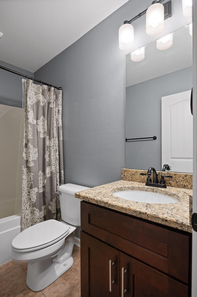 745 Soaring Eagle Cir, Hixson, TN 37343 - full bath with toilet, tile patterned flooring, shower / bath combo, and vanity