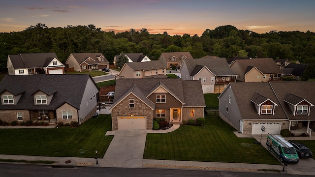 745 Soaring Eagle Cir, Hixson, TN 37343 - aerial view at dusk featuring a residential view