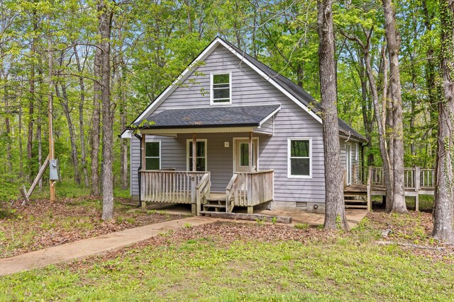 6475 Polly Ln, Signal Mountain, TN 37377 - bungalow with a deck, crawl space, and a shingled roof