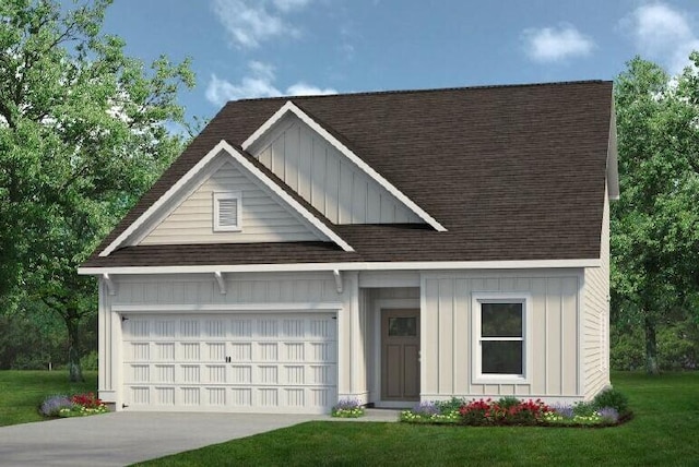 8418 Snowdrop Way, Ooltewah, TN 37363 - view of front of house with concrete driveway, a garage, board and batten siding, and roof with shingles