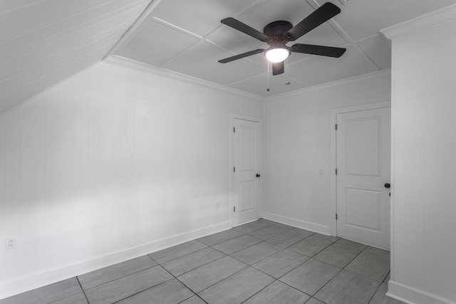 504 1st St, Lafayette, GA 30728 - spare room with a ceiling fan, tile patterned floors, ornamental molding, and baseboards