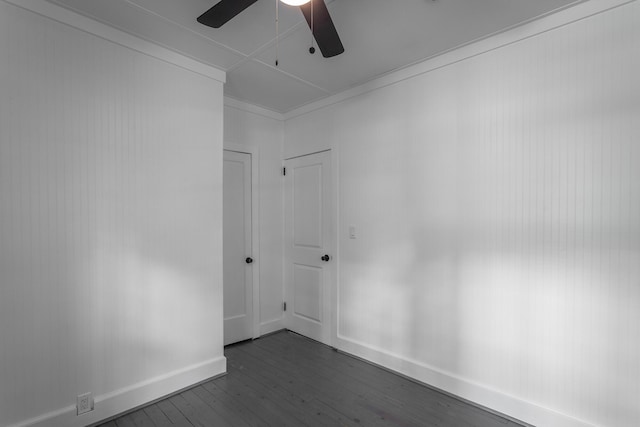 504 1st St, Lafayette, GA 30728 - unfurnished room featuring dark wood-style flooring, a ceiling fan, baseboards, and ornamental molding