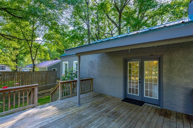 504 1st St, Lafayette, GA 30728 - wooden deck featuring french doors and fence